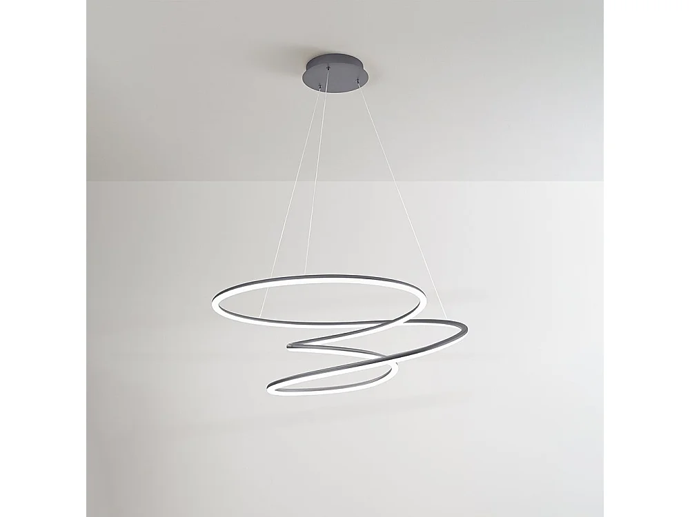 Suspension LED SPIRA en métal gris métallisé 96W