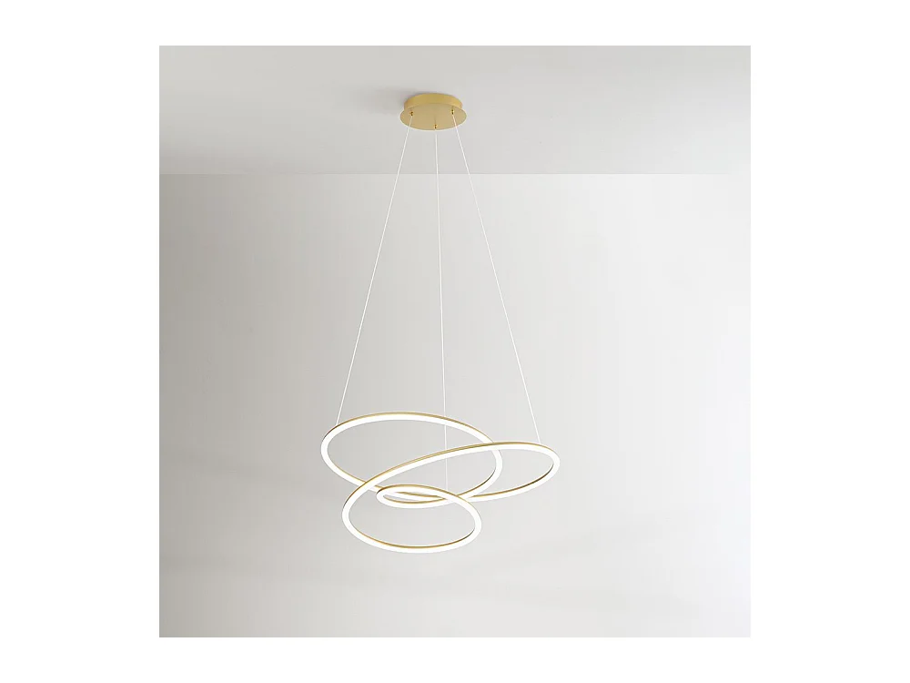 Lampe à suspension LED SPIRA en métal couleur or brossé 96W