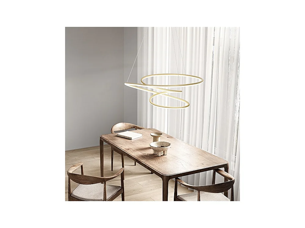 Sospensione Moderna Spira Metallo Oro Led 96W Dimmerabile Ip20