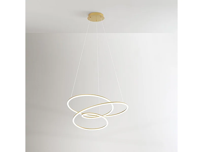 Lampe à suspension LED SPIRA en métal couleur or brossé 96W