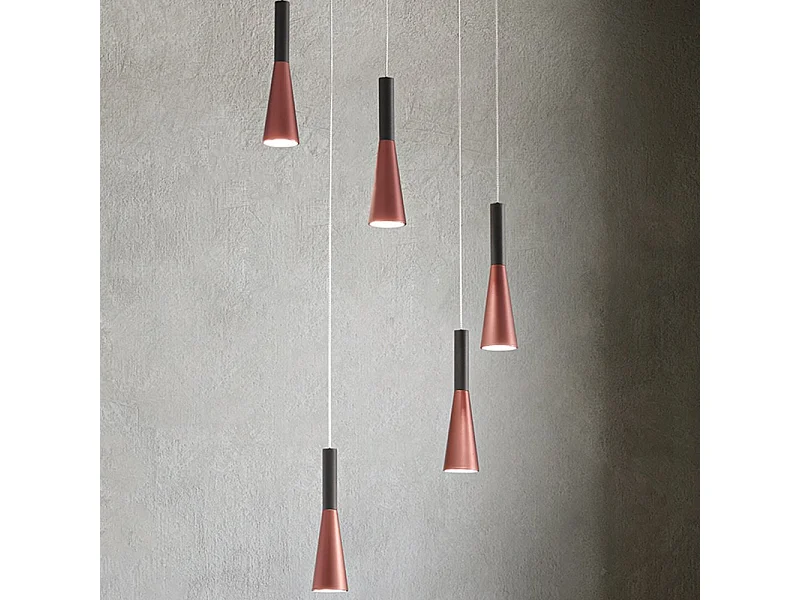 Lámpara colgante CONE Oro-Rosa Negro 5x7W 3000K Perenz
