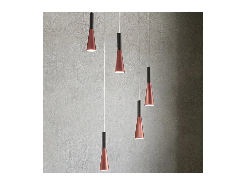 Lampadario a sospensione CONE Oro-Rosa Nero 5x7W 3000K Perenz