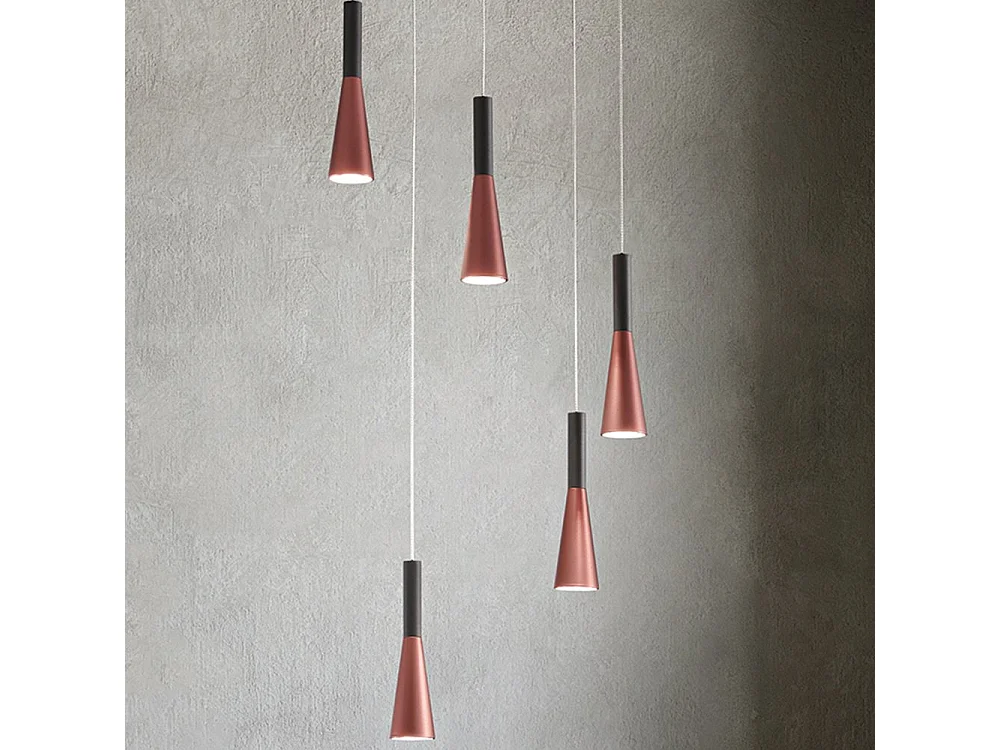 CONE pendelkroonluchter Goud-Roze Zwart 5x7W 3000K Perenz