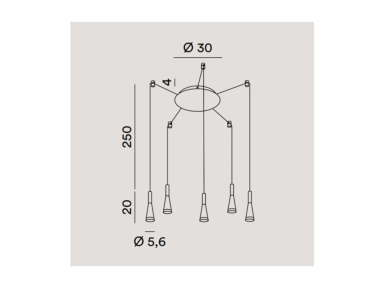 CONE pendelkroonluchter Goud-Roze Zwart 5x7W 3000K Perenz