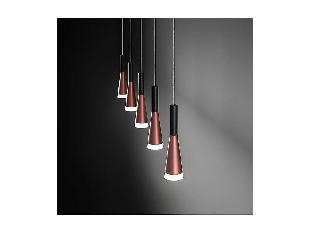 Lustre de suspensão horizontal CONE Ouro-rosa Preto 5x7W 3000K Perenz