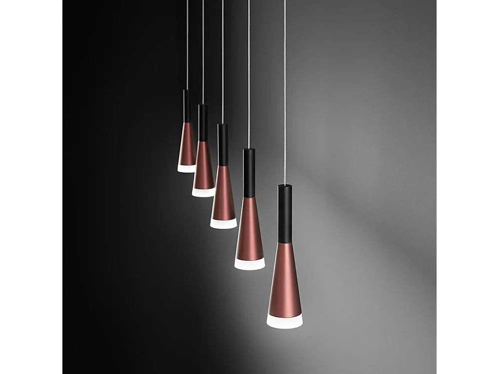 CONE vandret hængelampe guld-pink sort 5x7W 3000K Perenz
