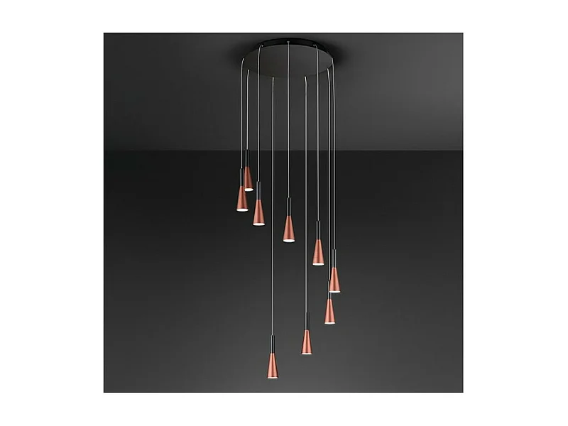 Lámpara colgante CONE Oro mate-rosa Negro 9x7W 3000K Perenz