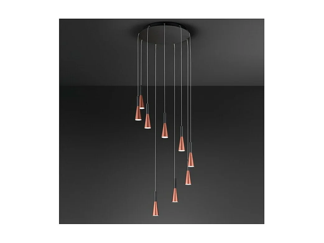 Lámpara colgante CONE Oro mate-rosa Negro 9x7W 3000K Perenz