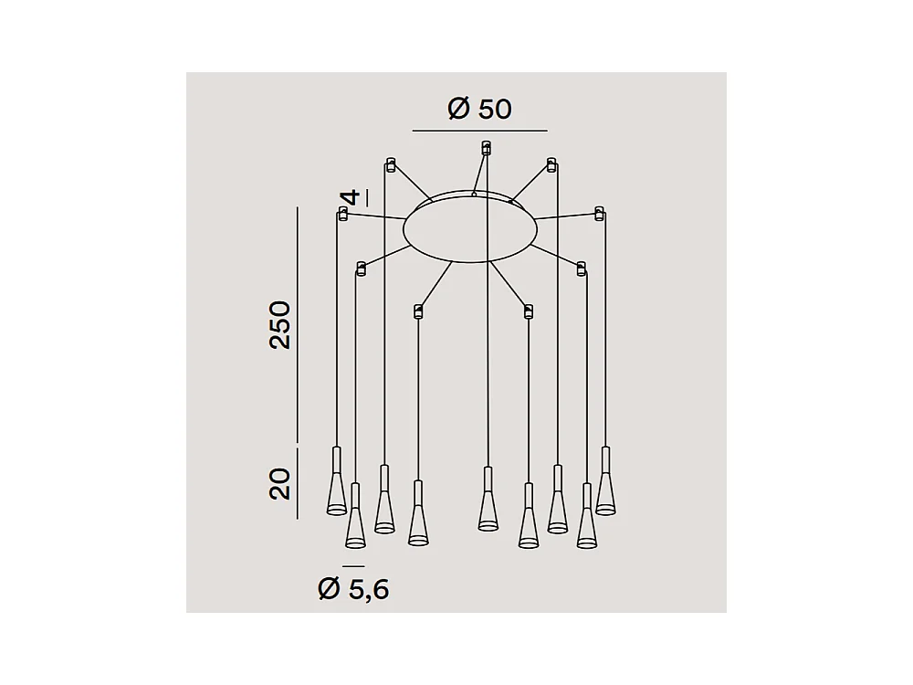 Lámpara colgante CONE Oro mate-rosa Negro 9x7W 3000K Perenz