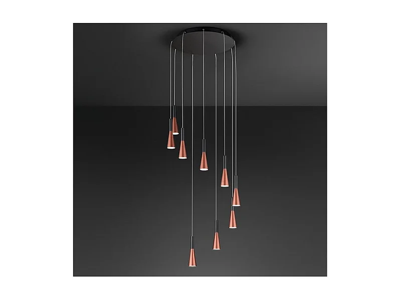 Lustre pendente CONE Ouro-rosa fosco Preto 9x7W 3000K Perenz