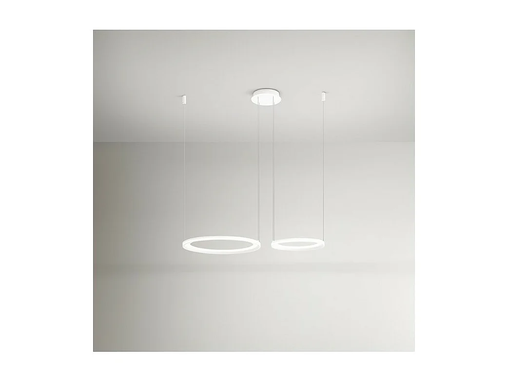 Lampadario doppio a sospensione EDGE a led 99W Bianco opaco Perenz