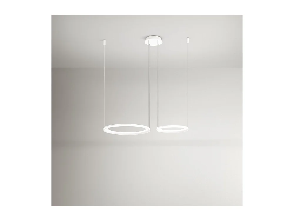Lustre suspendu double LED EDGE 99W Blanc mat Perenz