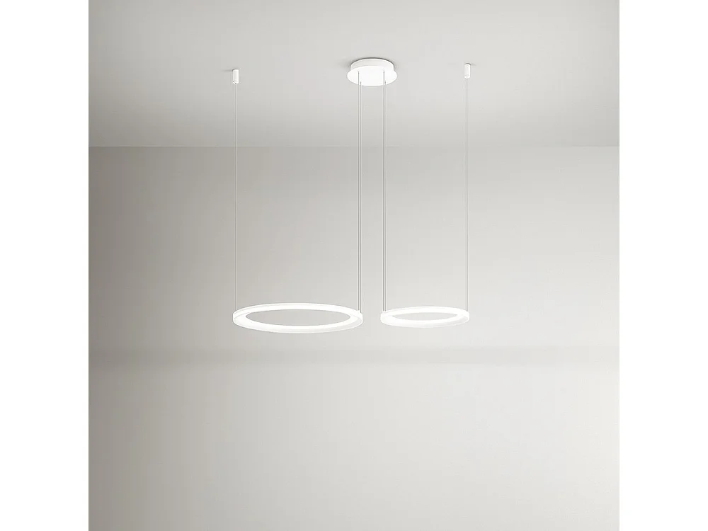 Lustre suspendu double LED EDGE 99W Blanc mat Perenz