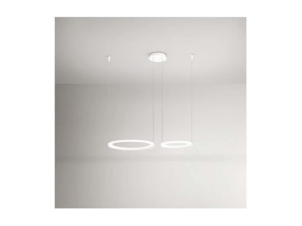 Lampadario doppio a sospensione EDGE a led 99W Bianco opaco Perenz