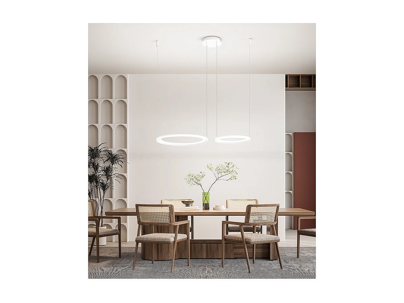 Lampadario doppio a sospensione EDGE a led 99W Bianco opaco Perenz