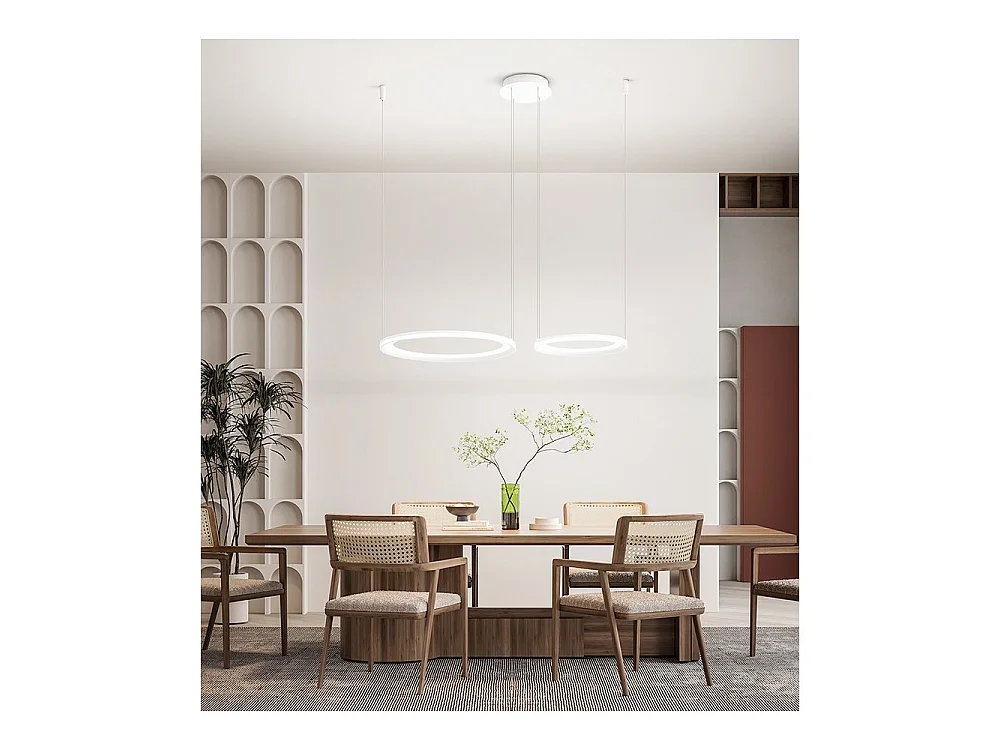 Lustre suspendu double LED EDGE 99W Blanc mat Perenz