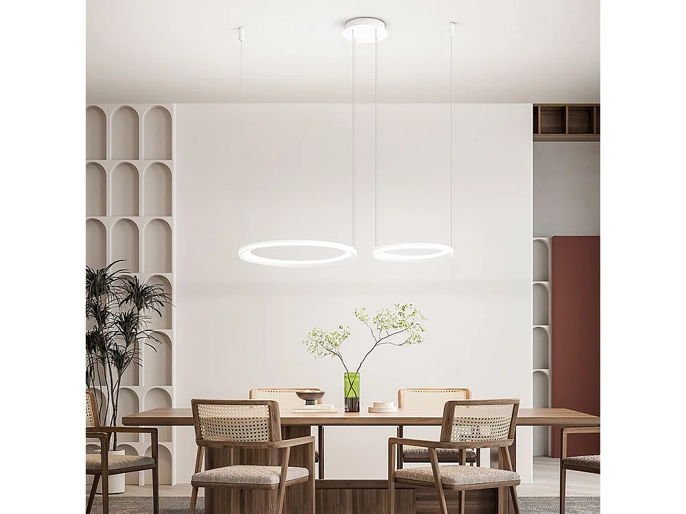 Lustre suspendu double LED EDGE 99W Blanc mat Perenz
