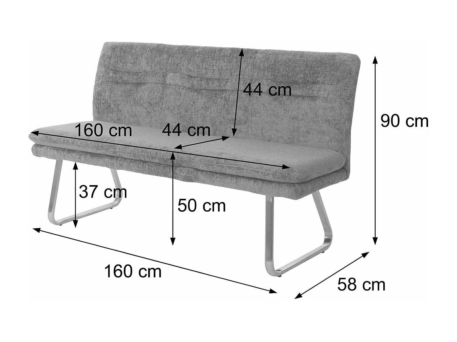 Sitzbank MCW-H70, Dunkelgrau