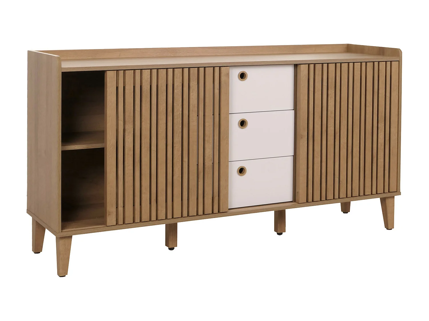 Buffet MCW-M48,  naturel, tiroirs blancs