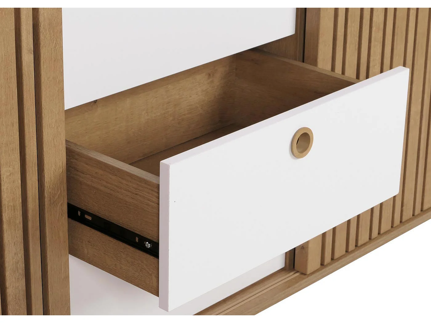 Buffet MCW-M48,  naturel, tiroirs blancs