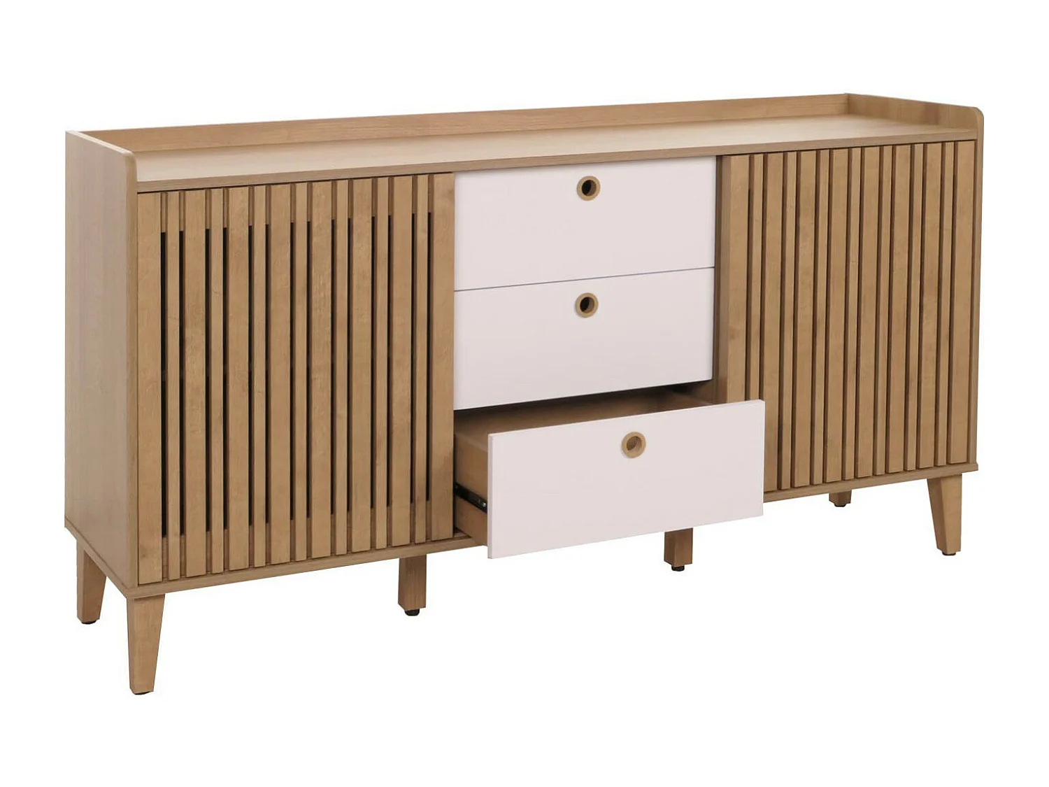 Buffet MCW-M48,  naturel, tiroirs blancs