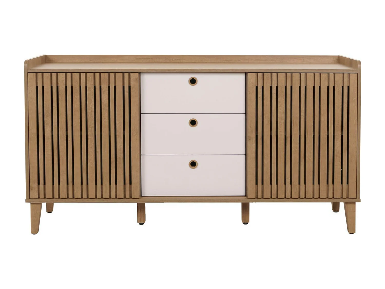 Buffet MCW-M48,  naturel, tiroirs blancs