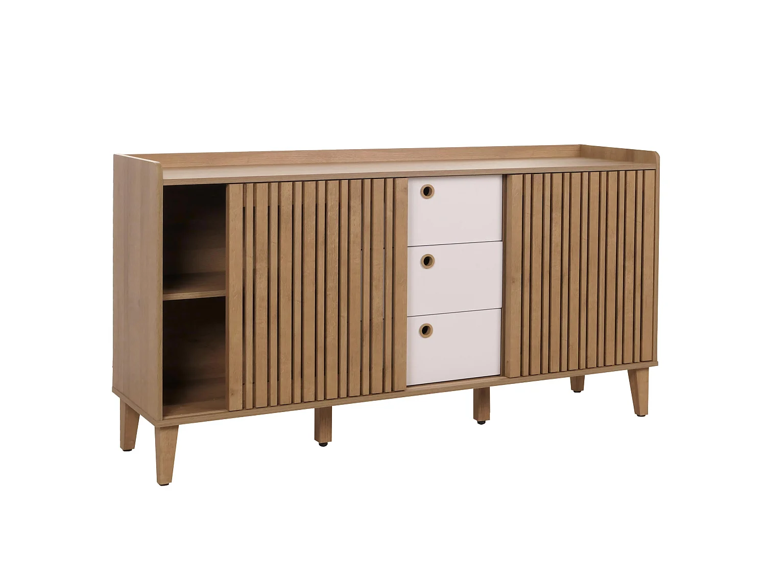 Buffet MCW-M48,  naturel, tiroirs blancs