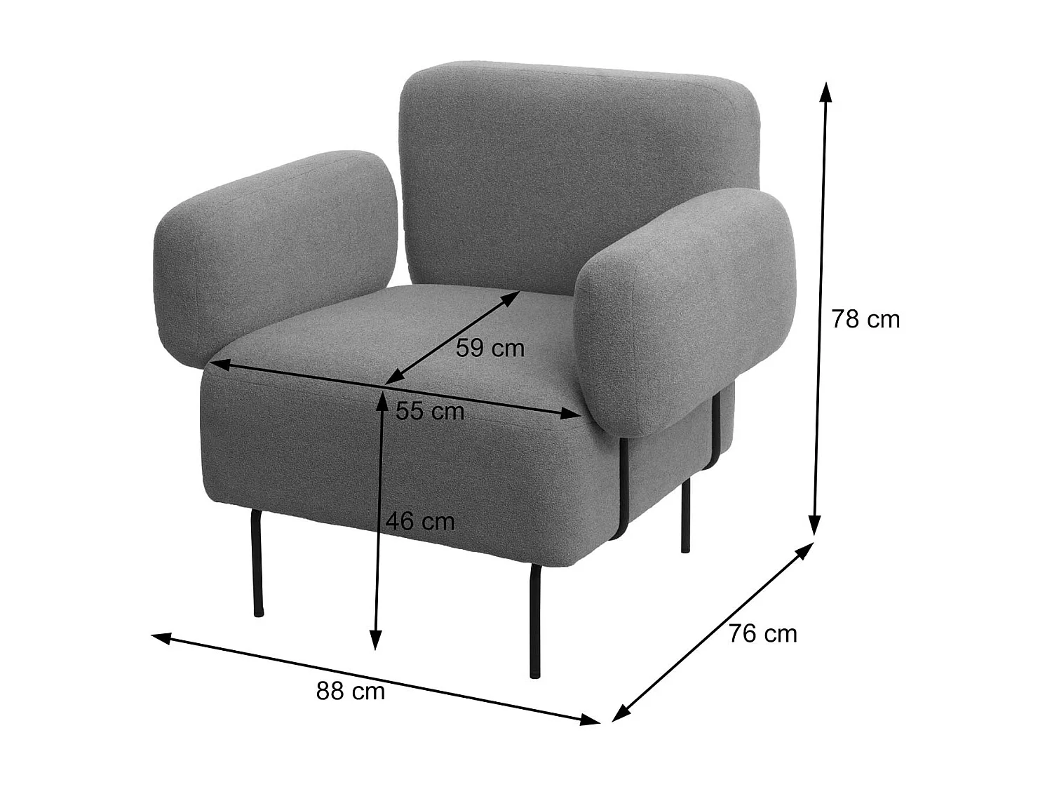 Fauteuil de salon MCW-L83b