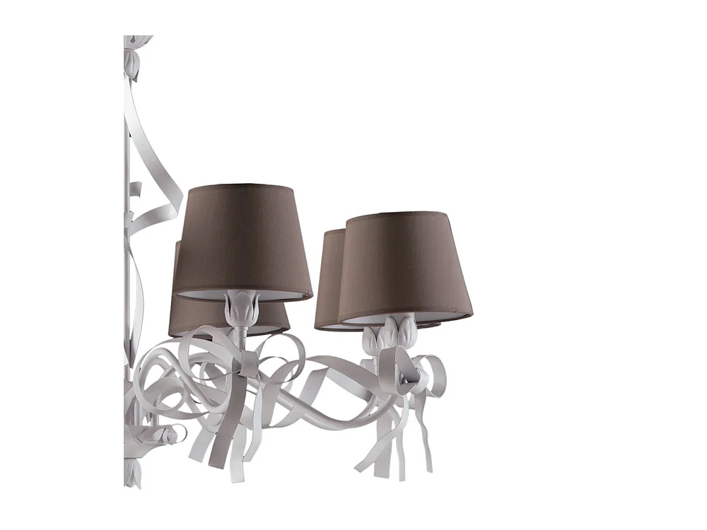 Lucy - Shabby wit gelakte ijzeren kroonluchter 8 lichts 119 - Ø84 - BL184-8-BCO