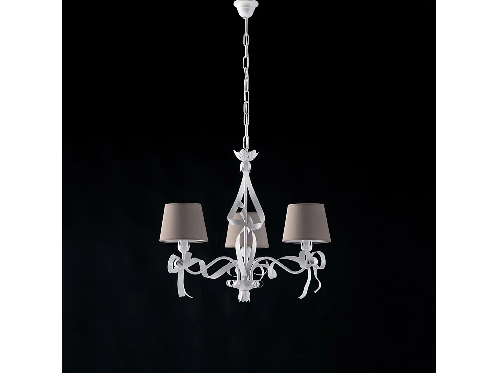 Lucy - Shabby wit gelakte ijzeren kroonluchter 3 lichts 113 - Ø59 - BL184-3-BCO