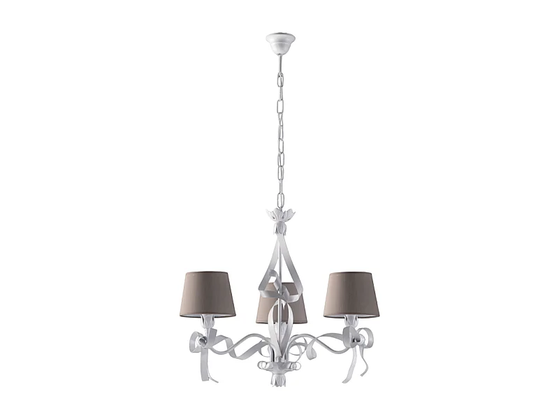 Belight -  Lucy - Kronleuchter weiß, Shabby-Chic & PVC-Lampenschirme Ø16, Ø59, 3-flammig - BL184-3-BCO