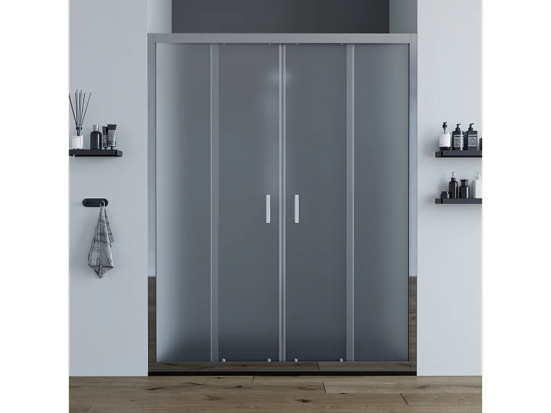 Porta doccia da 180  cm con doppia porta scorrevole vetro Satinato da 6mm Olmo