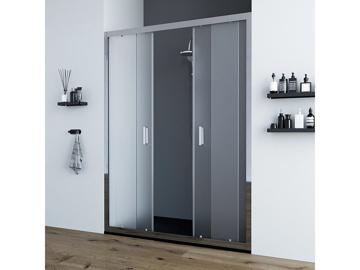 Porta doccia da 180  cm con doppia porta scorrevole vetro Satinato da 6mm Olmo