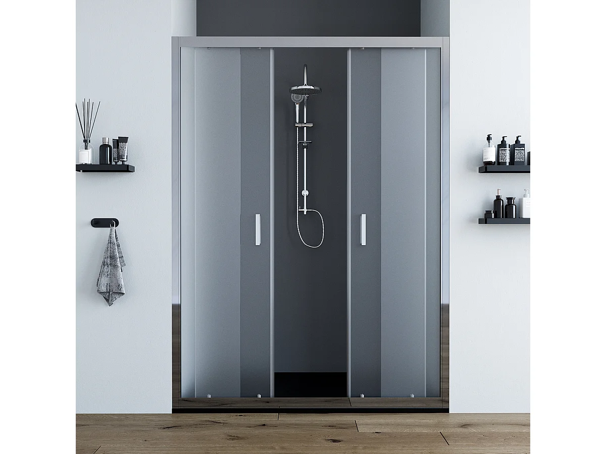 Porta doccia da 180  cm con doppia porta scorrevole vetro Satinato da 6mm Olmo