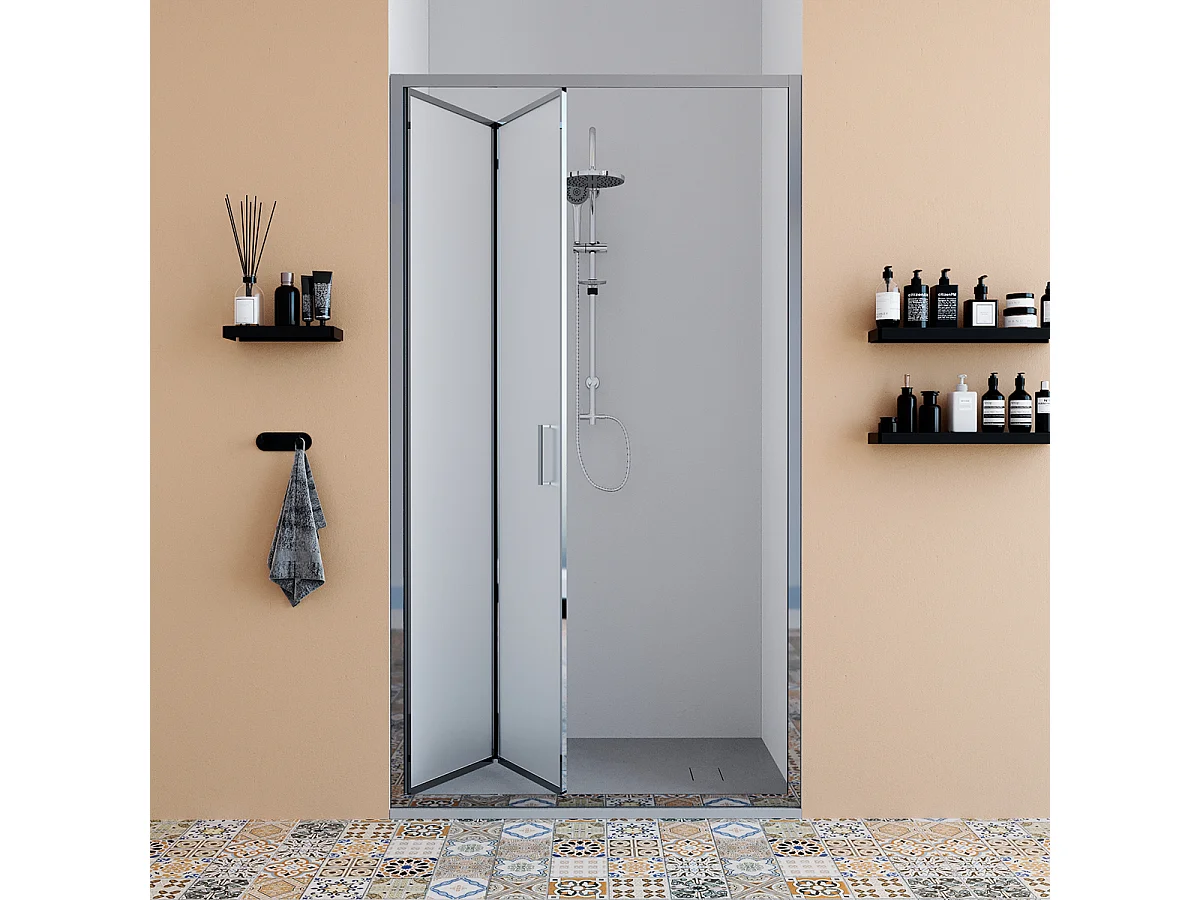 Porta doccia da 70 cm Satinata apertura a libro per nicchia Sequoia