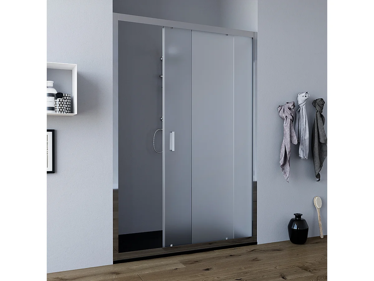 Porta doccia da 120 cm con porta scorrevole vetro Satinato da 6mm Faggio