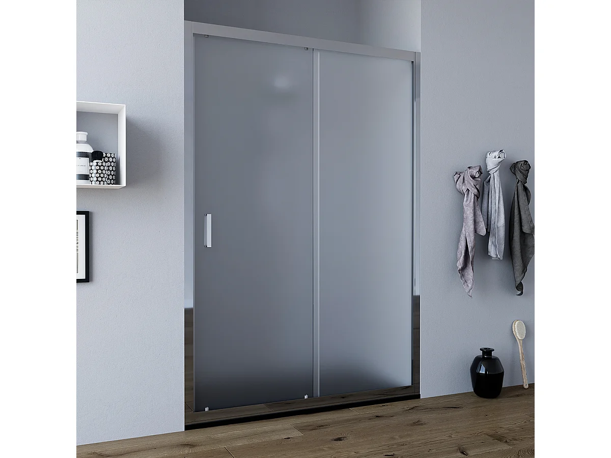 Porta doccia da 120 cm con porta scorrevole vetro Satinato da 6mm Faggio