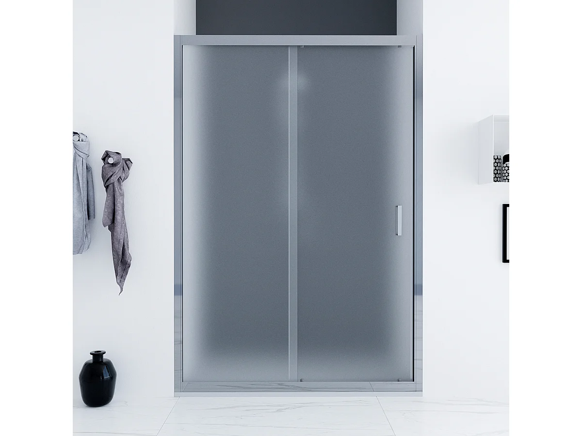 Porta doccia da 120 cm con porta scorrevole vetro Satinato da 6mm Faggio
