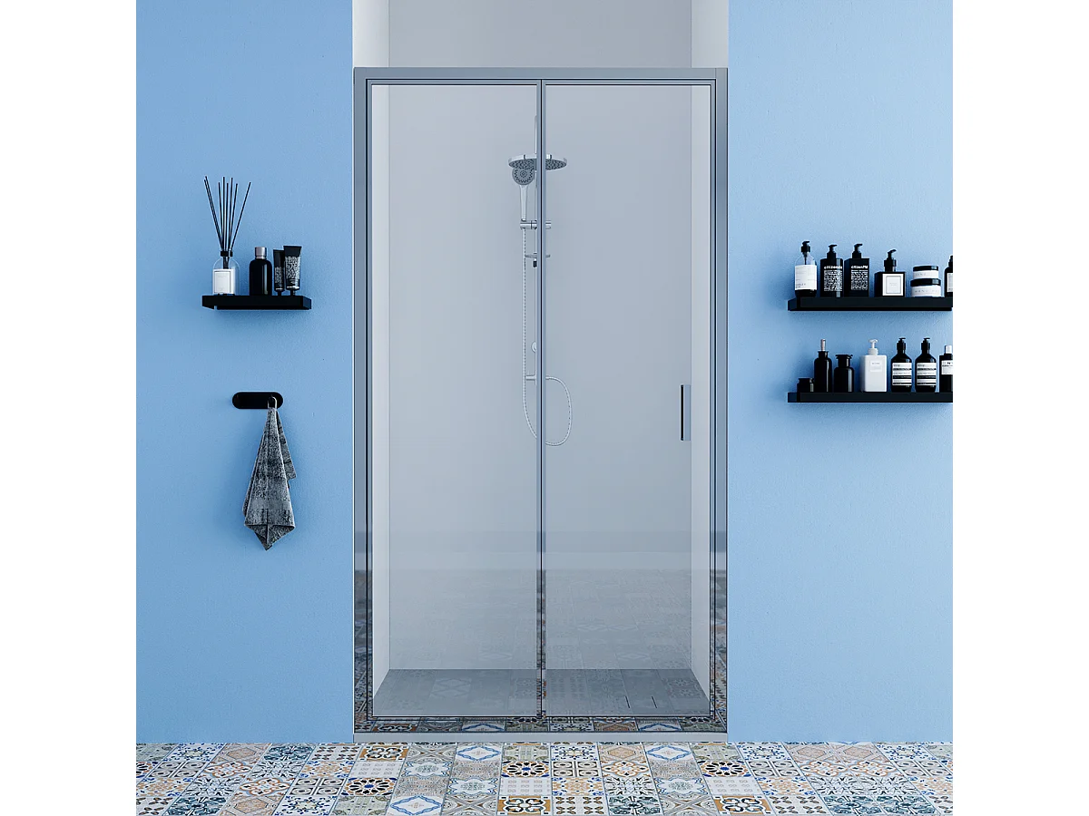 Porta doccia da 75 cm trasparente apertura a libro per nicchia Sequoia