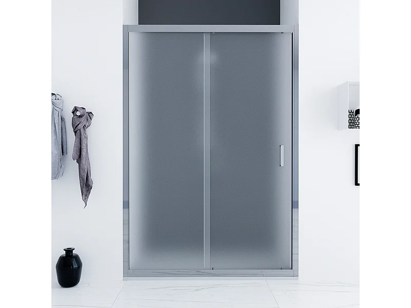 Porta doccia da 130 cm con porta scorrevole vetro Satinato da 6mm Faggio