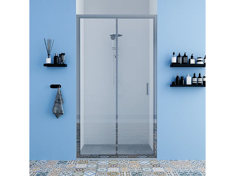 Porta doccia da 90 cm trasparente apertura a libro per nicchia Sequoia