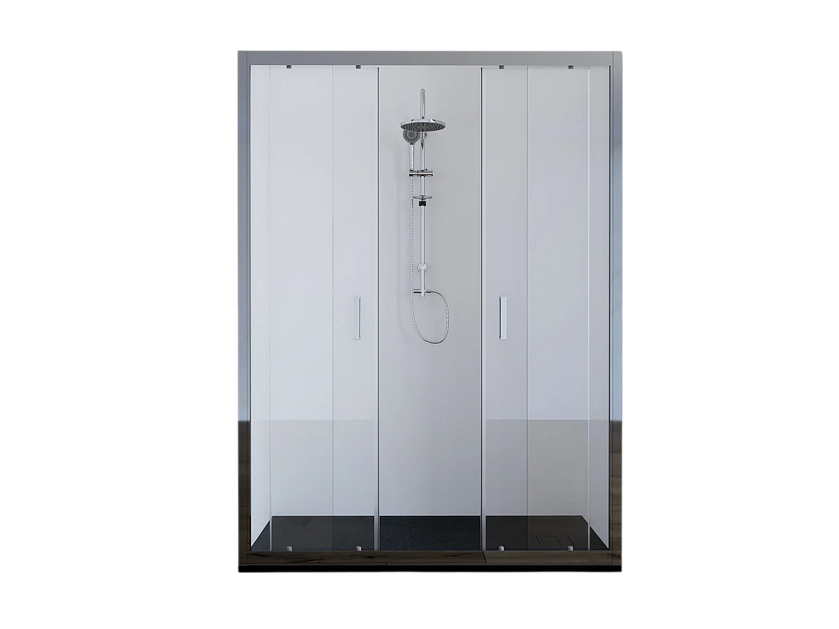Porta doccia da 170  cm con doppia porta scorrevole vetro Trasparente da 6mm Olmo