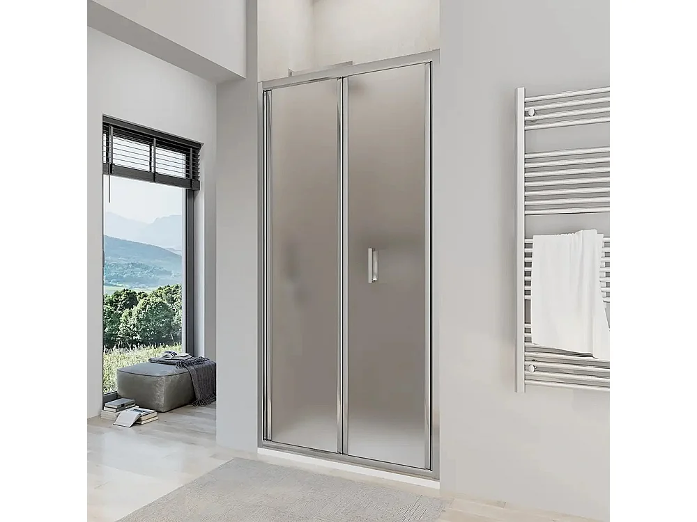 Porta doccia da 100 cm Satinata apertura a libro per nicchia Sequoia