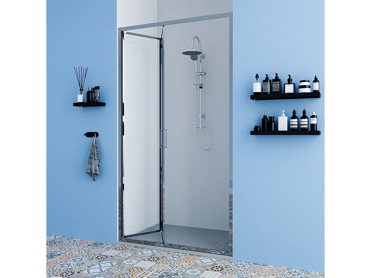Porta doccia da 80 cm trasparente apertura a libro per nicchia Sequoia
