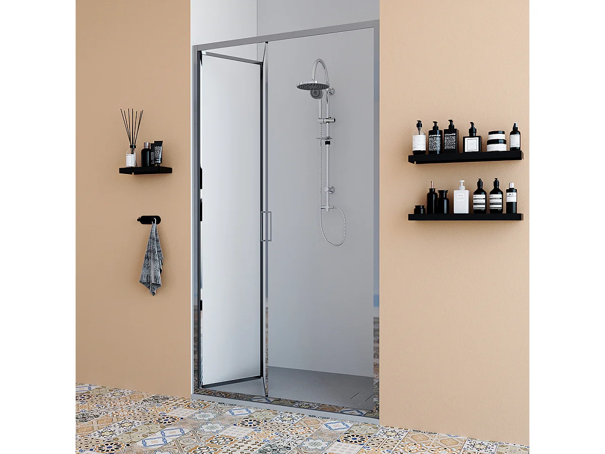 Porta doccia da 75 cm Satinata apertura a libro per nicchia Sequoia