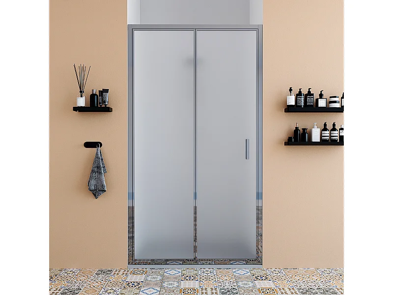 Porta doccia da 110 cm Satinata apertura a libro per nicchia Sequoia