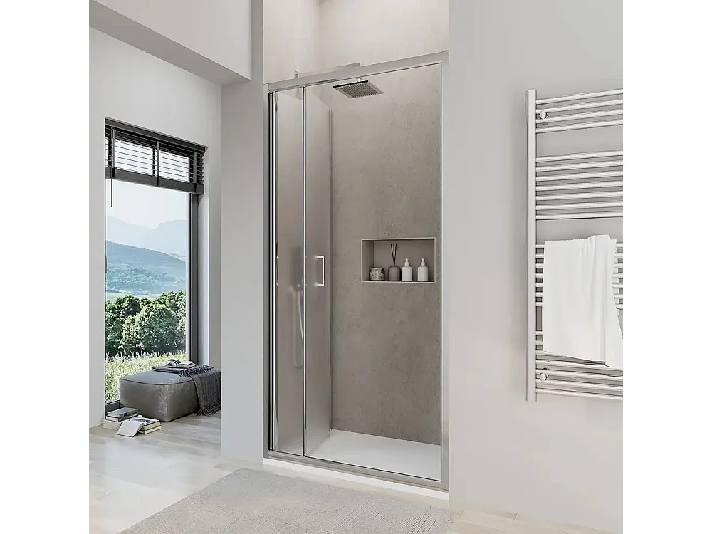 Porta doccia da 90 cm Satinata apertura a libro per nicchia Sequoia