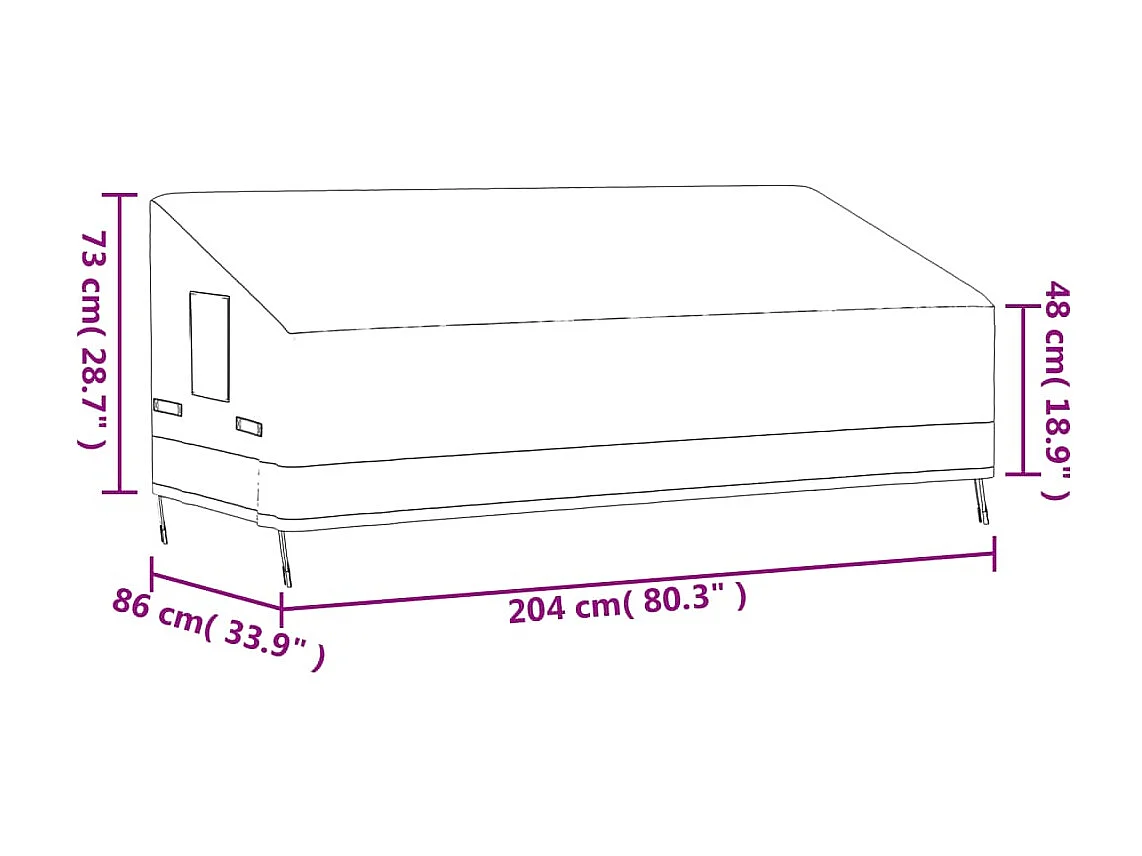 Abdeckungen für 3-Sitzer-Bank 2 Stk. 204x86x48/73cm 600D Oxford
