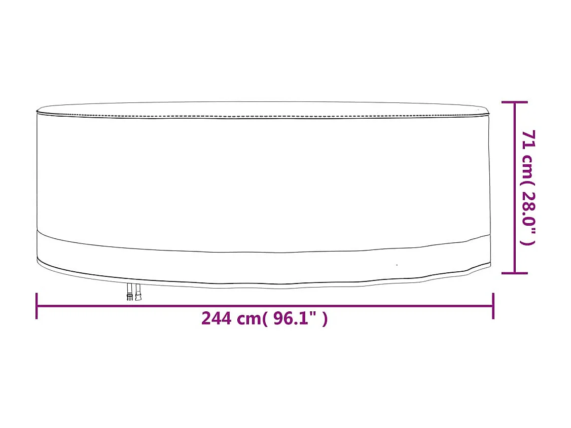 Tuinmeubelhoezen 2 st Ø 244x71 cm 600D oxford stof zwart