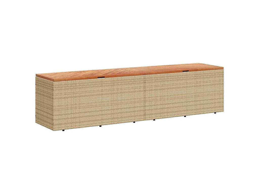 Caixa arrumação jardim 220x50x54 cm vime PE/acácia maciça bege